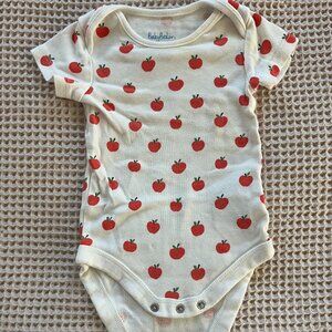 Baby Boden onesie 3-6Mo white with apples pattern